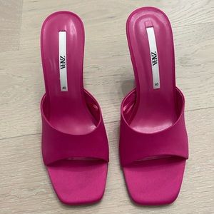 Hot Pink Sandals with Acrylic Heels